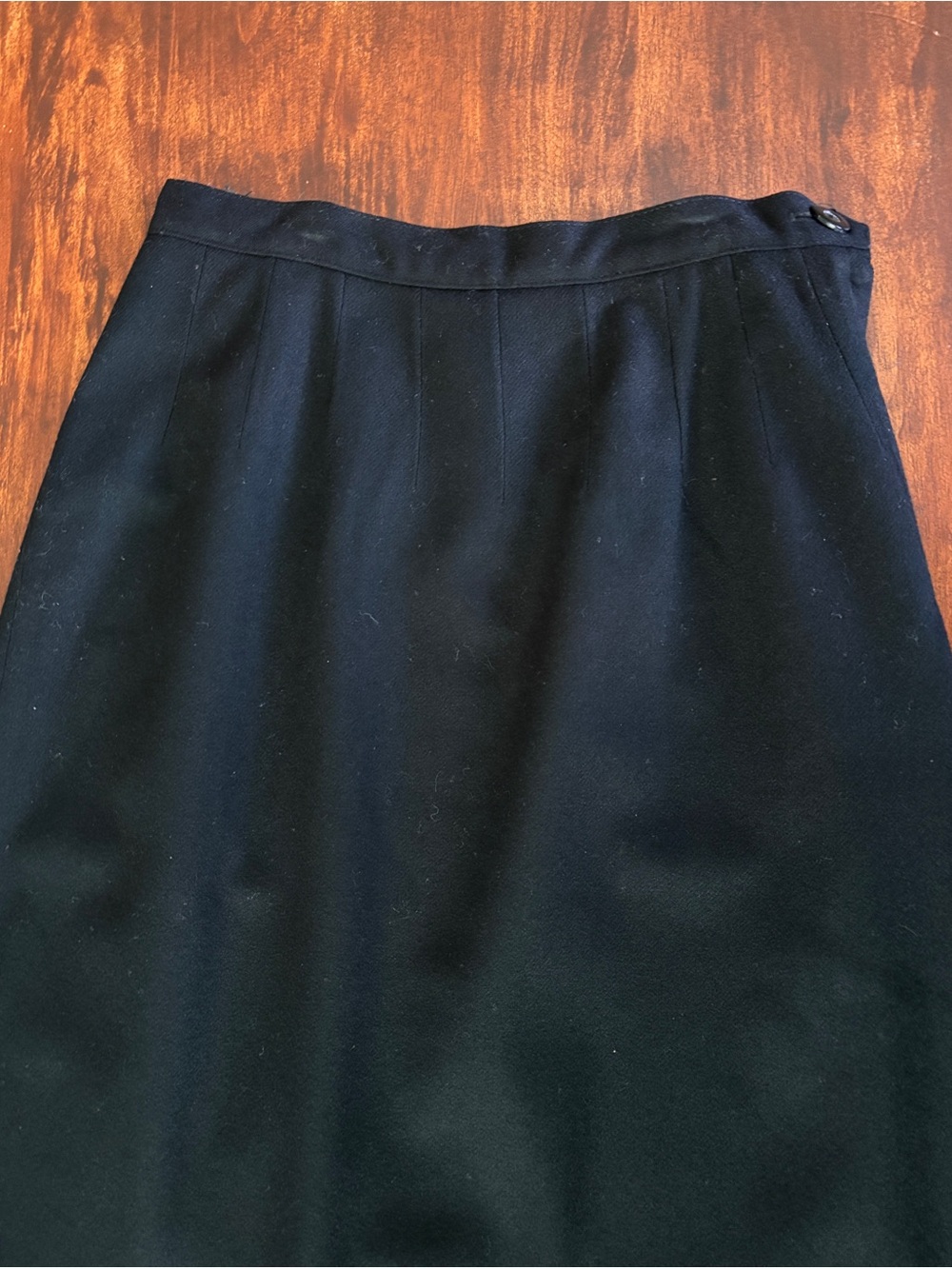 Vintage Wool Pencil Skirt Black Midi Small - Picture 3 of 8